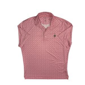 Johnnie-O pink and white patterned performance polo shirt gorpcore beach surfing